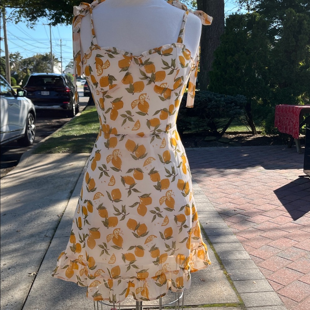 Aqua lemon Mini Dress with tie straps